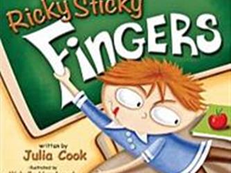 book cover for Ricky Sticky Fingers by Julia Cook and Michelle Hazelwood Hyde