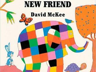 Book cover for Elmers New Friend by David McKee